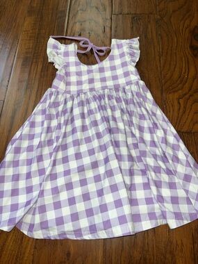 cheeky plum Lavender and White Gingham Ruffle Sleeve Dress